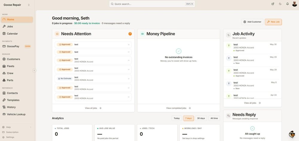 GreaseGoose Dashboard