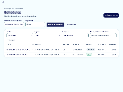 GreatWait Schedules page with exact identifier and tag filters and a table of completed and active schedules.