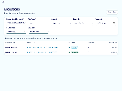 GreatWait Executions page with identifier, tag, endpoint, schedule, date, and outcome filters above planned and delivered run records.
