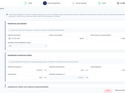 Subsidiary acquisition form: acquisition details, purchase price and the acquired company's equity. Exchange rates are fetched automatically.