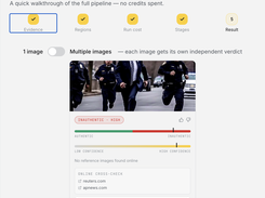 Deepfake result: verdict, confidence and online cross-check