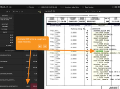 Any OCR errors are flagged for human review
