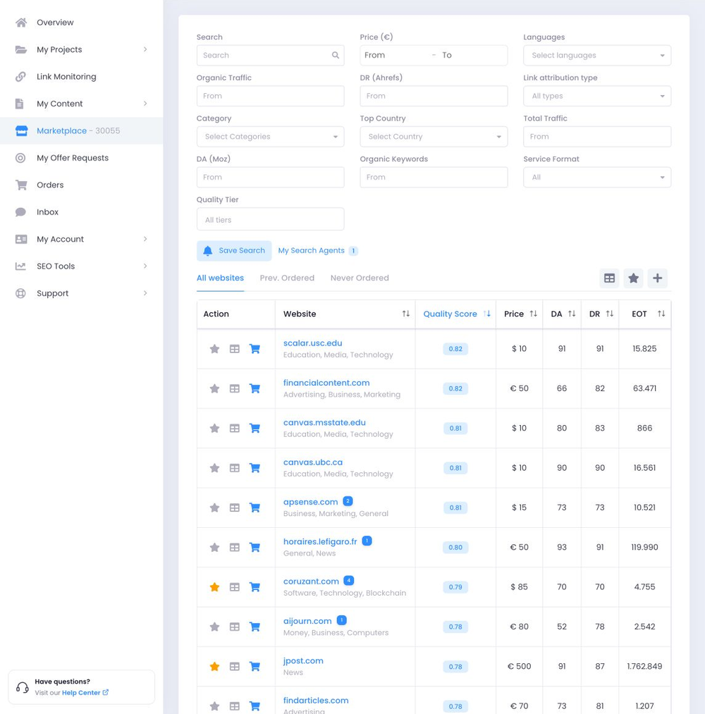 Marketplace: publisher discovery