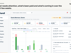 Dashboard: what needs attention, what's been paid and what's coming in over the next few weeks.