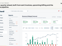 Cash-flow forecast from sent invoices, upcoming billing and the sales pipeline.