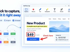 HanFlow Cap capture and annotation toolbar with editable capture preview.