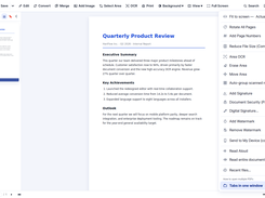 HanFlow PDF desktop editor with the Tools menu open for compression, OCR, signatures, security, watermarks, and read-aloud options.