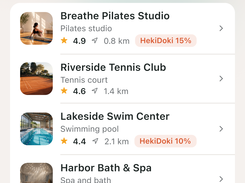 Discover healthy living: gyms, studios, pools and spas nearby (sample data)