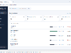 Helvedrive web dashboard showing folder and validation summary cards, a list of recent client folders with progress indicators, search, notifications, and sidebar navigation.