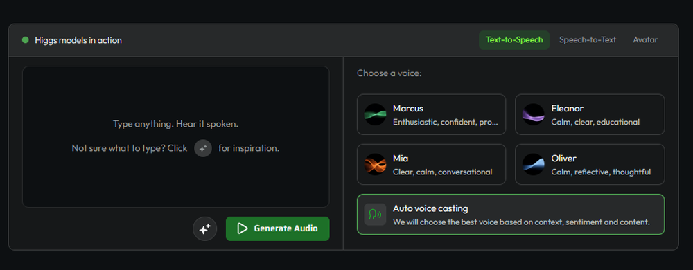 Higgs Audio / Avatar Screenshot 1