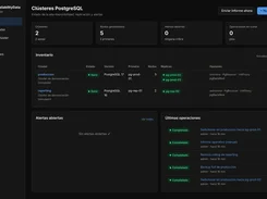 HighAvailabilityData HAD Console dashboard listing PostgreSQL clusters, node counts, alerts, inventory, and recent operations.