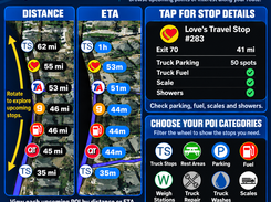 Upcoming truck stops and services