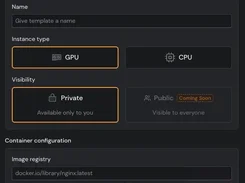Save your container configurations once and relaunch them on demand. Define image, instance type, and registry settings, then reuse them across jobs to keep deployments fast and consistent.