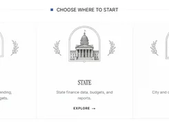 ImpactLine selection screen titled “Choose Where to Start,” with Federal, State, and Local data options and Explore links.