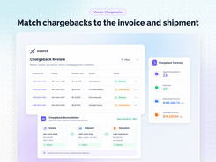 Chargeback review queue and summary, with reconciliation that matches each deduction to its invoice and shipment.