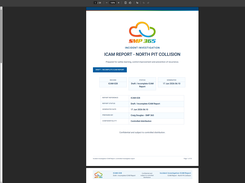 Preview of a professionally formatted, corporate-branded final ICAM Investigation Report PDF document, featuring a structured title page, automated metadata grids, and confidentiality status.