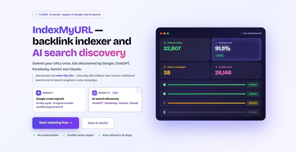IndexMyURL Screenshot 1