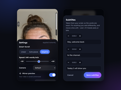 Three scroll modes, and subtitles taken word for word from your script