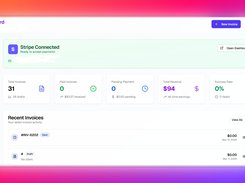 Track invoices, revenue, and payment status from one clean dashboard — with Stripe connected to accept payments directly.