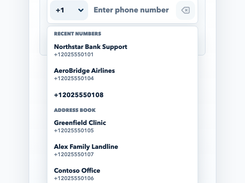 Recent numbers and address book selection