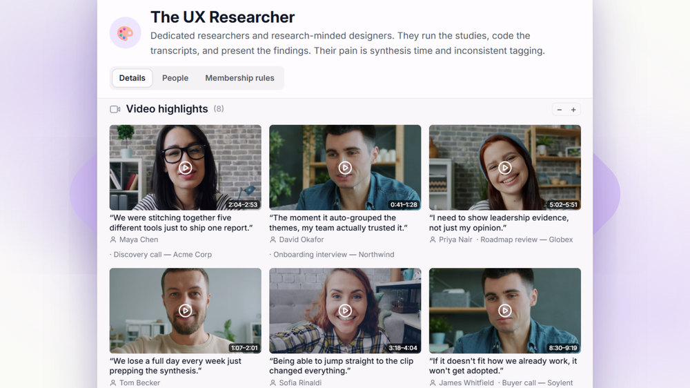 Capture customer interviews and highlights