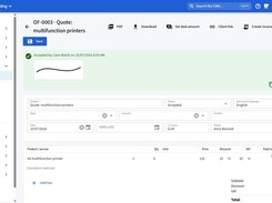 Quotes signed online by the customer, then invoiced in one click