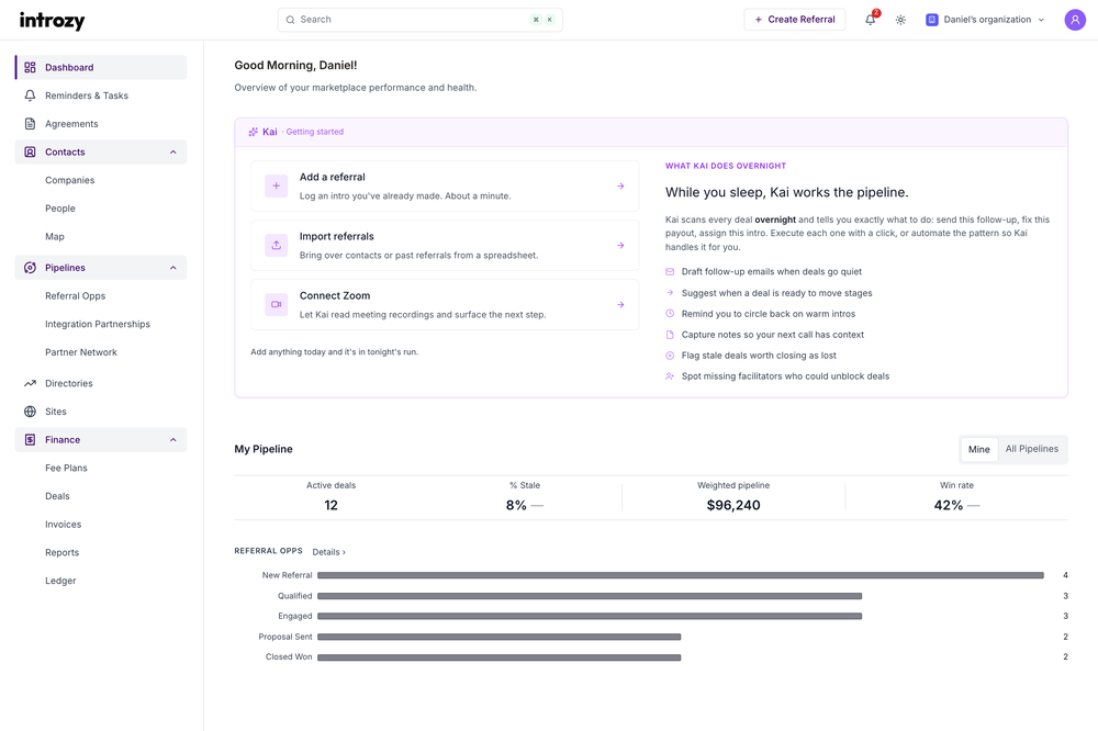 Introzy dashboard