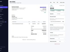 An invoice ready to send: your business details and logo, line items with quantity, unit price   and tax, and the balance due after payments. Print it, export the PDF, or share a read-only link   the client opens with no login. The send log records every email attempt, including the ones   the mail server refused.