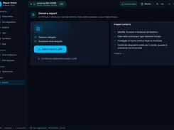 Dark-themed iRepair Shield report-generation screen with a PDF download button and a list of report contents.