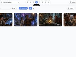 Storyboard view showing four generated scene shots for a film project.