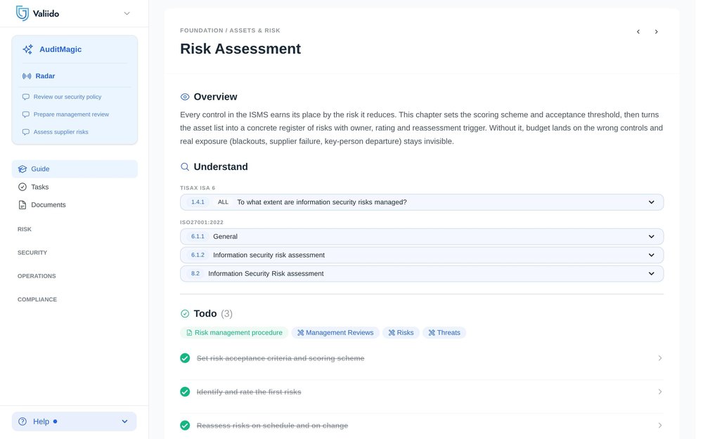 Valiido Guide - your ISMS implementation path for ISO 27001 and TISAX