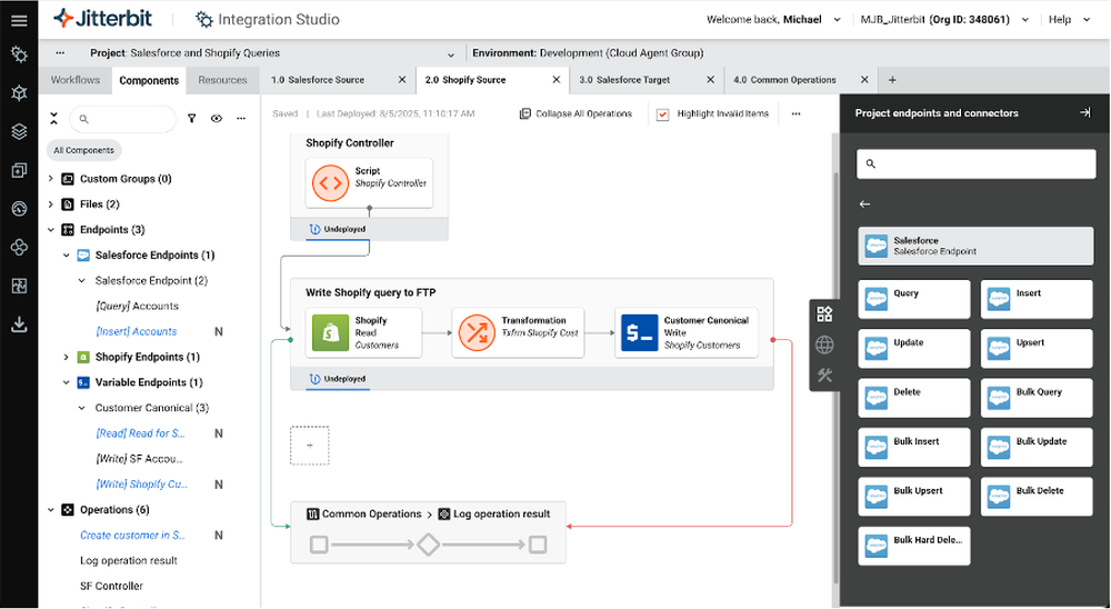 Build and maintain integration workflows using an intuitive drag-and-drop interface.