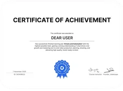 Jobescape certificate of achievement for an AI bots and automation learning plan.