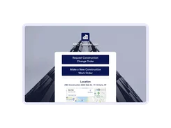 ABC Construction web app showing change-order and work-order requests with a location map.
