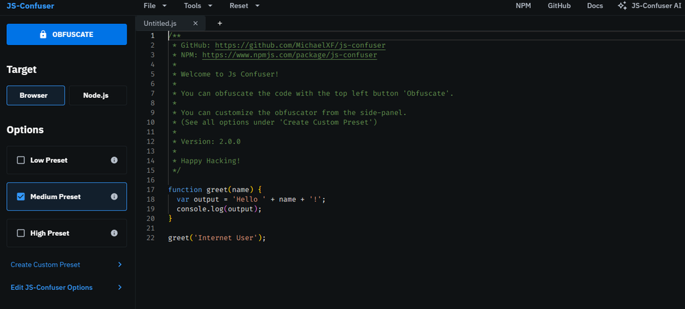 JS-Confuser Screenshot 1