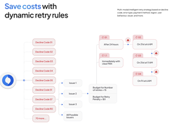 Multi-modal intelligent retry strategy to save costs - based on decline code, error type, payment method, region, user behavior, issuer, and more.