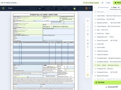 Field list with detected labels and values; each field can be moved, resized and aligned before download.