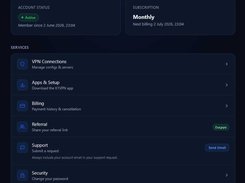 K1VPN Customer main screen