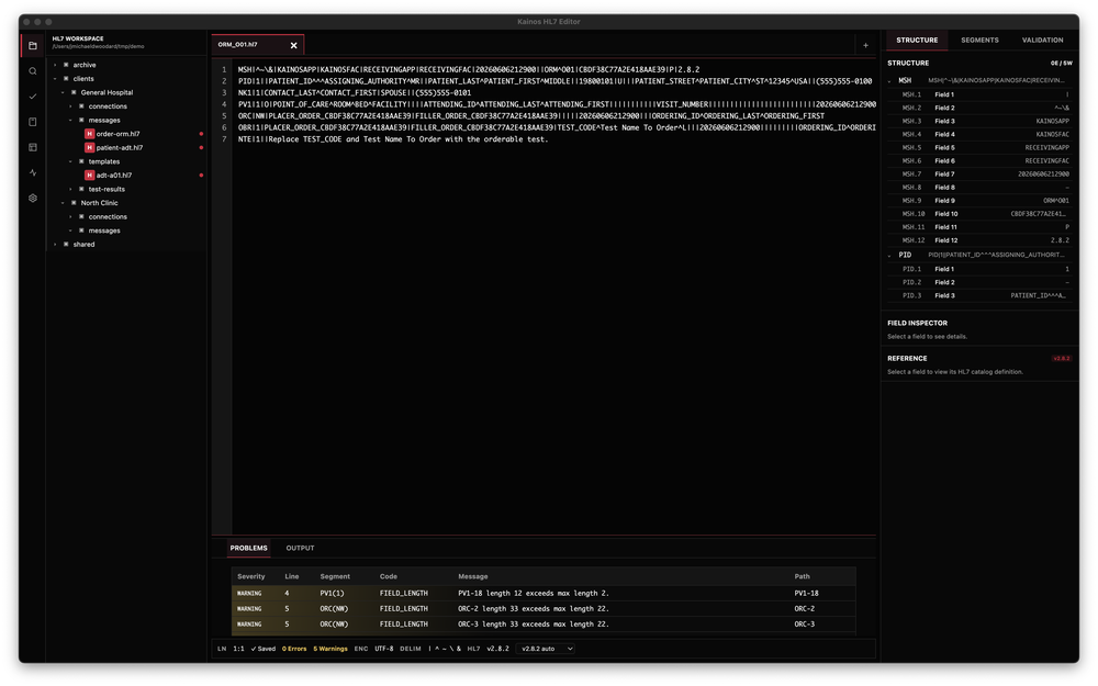 Kainos HL7 Editor