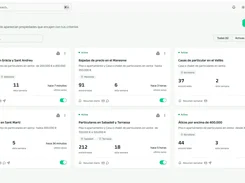 Kaptalo alerts page showing active saved property-search alerts, match counts, and notification settings.