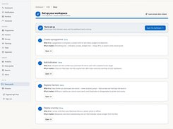 Karagem setup guide showing completed workspace setup steps for creating a programme, adding indicators, registering farmers, and deploying a survey.