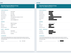 Before and after: redacted text is removed, not just covered