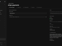 Point a Route at the provider's API, and your apps call it through their own KnoxCall address. The stored key is added to each call there, outside your process. Clients, security settings and environment overrides sit on the same page.