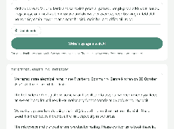 Interface showing private inspection notes, a “Write it up again with AI” button, and an AI-written client report about electrical-item testing.