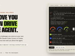 Real coding challenges you solve with your own AI agent