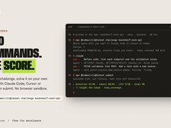 Two commands: start a challenge, then submit it for a score