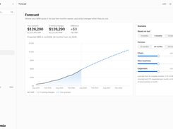 MRR forecast with scenario sliders for churn, new business and expansion