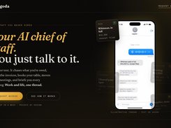 The homepage at lagoda.ai. Lagoda runs in one Telegram thread, voice or text. The thread shown is illustrative.