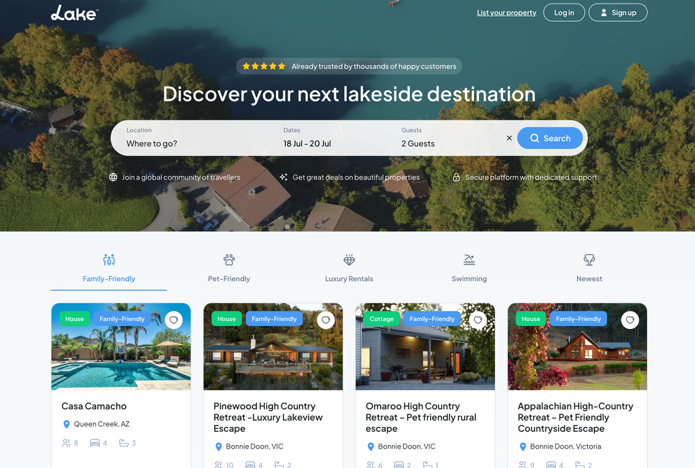 Lake.com Screenshot 1