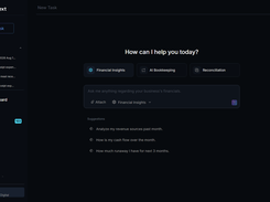 The LayerNext home screen, where finance teams start a task in plain language.